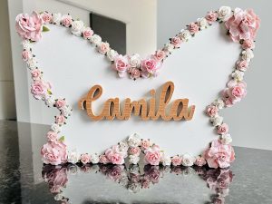 Le papillon en bois fleuri avec prénom 🦋